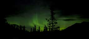 A senic view of the Aurora Borealis from Denali National Park